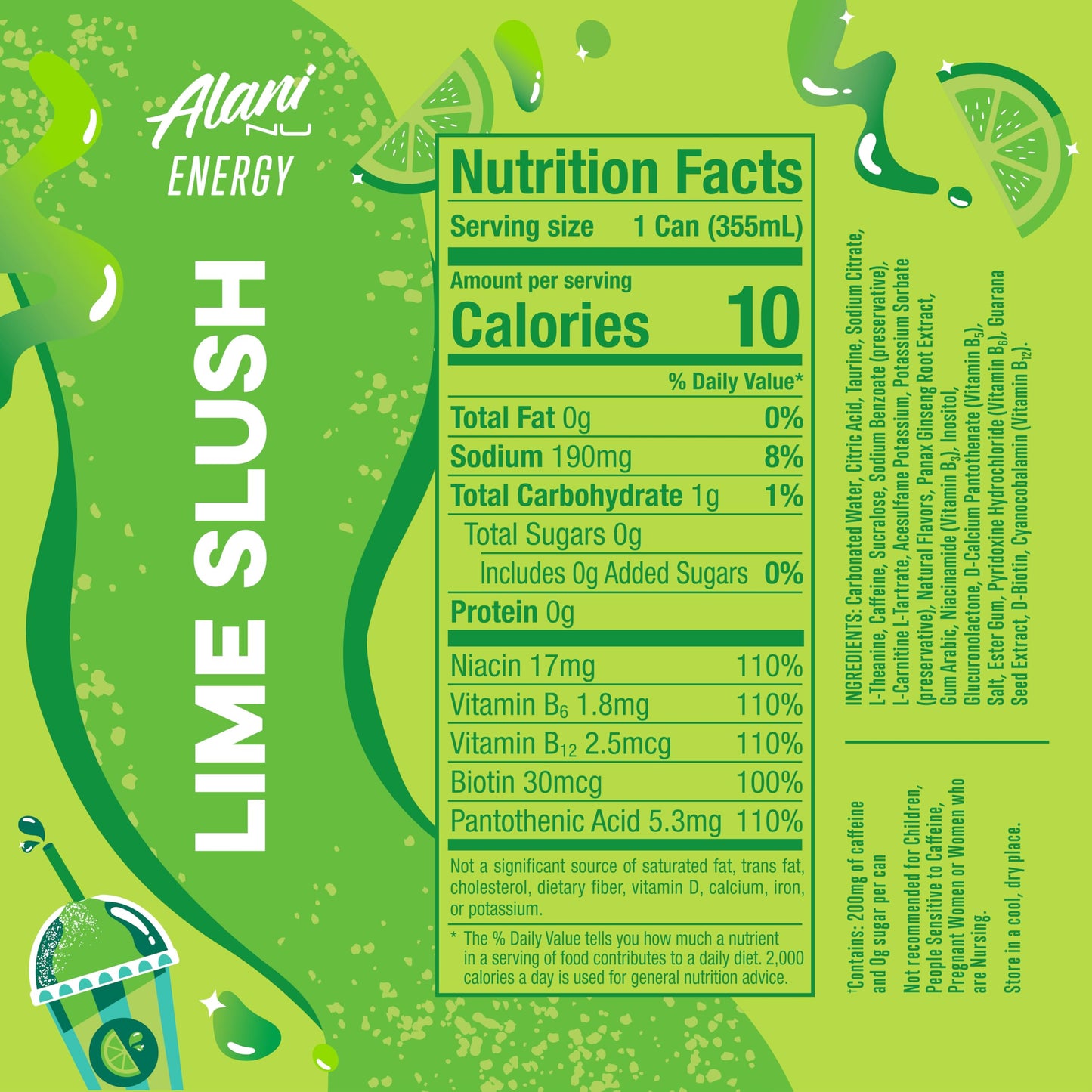Alani Nu Lime Slush Sugar Free Energy Drink (Pack of 12)
