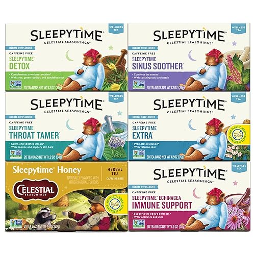 Celestial Seasonings Wellness Tea Sleepytime Variety Pack, Detox, Sinus Soother, Throat Tamer, Sleepytime Extra, Honey, Immune Boost, Caffeine Free