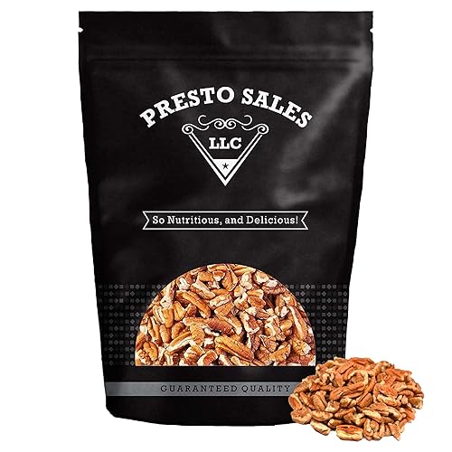 Presto Sales Pecan Large Pieces 16 oz | Raw, Unsalted, Natural | Non-GMO, Keto/Paleo, Vegan | Resealable 1 lb Bag