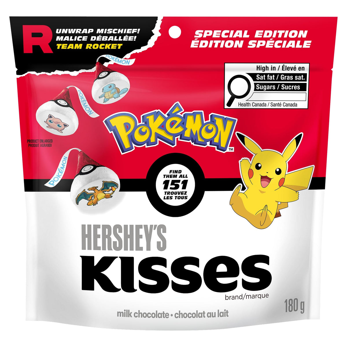 HERSHEY'S KISSES Milk Chocolate Pokémon Special Edition Candies, 180g