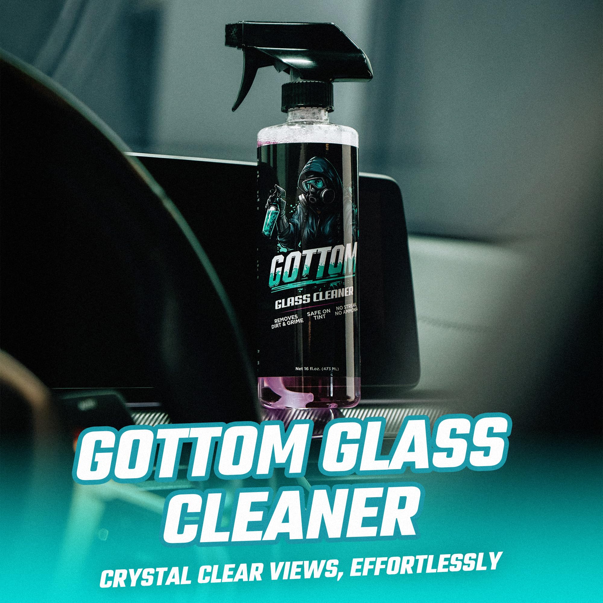 Gottom Glass Cleaner - 128oz, Ammonia Free, Streak-Free Window & Glass Cleaner, Safe on Tint - Perfect for Mirrors, Windows, & Glass Surfaces