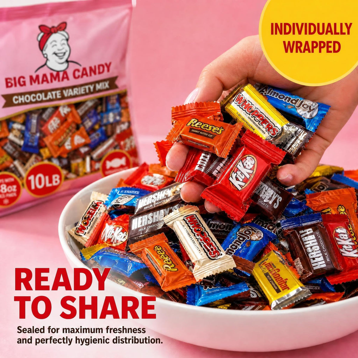 Big Mama Candy Bulk Chocolate Variety Pack, Individually Wrapped 10 lb