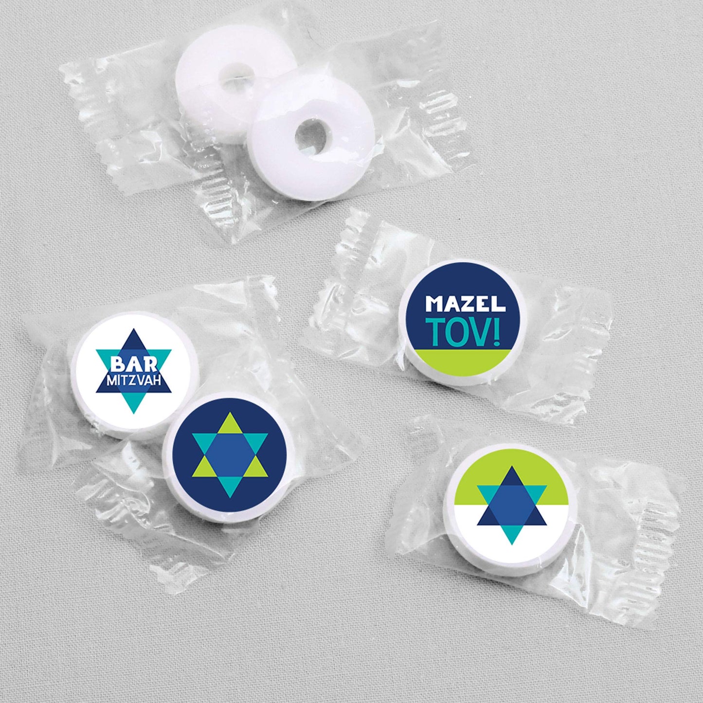Big Dot of Happiness Blue Bar Mitzvah - Boy Party Round Candy Sticker Favors - Labels Fit Chocolate Candy (1 Sheet of 108)