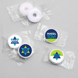 Big Dot of Happiness Blue Bar Mitzvah - Boy Party Round Candy Sticker Favors - Labels Fit Chocolate Candy (1 Sheet of 108)