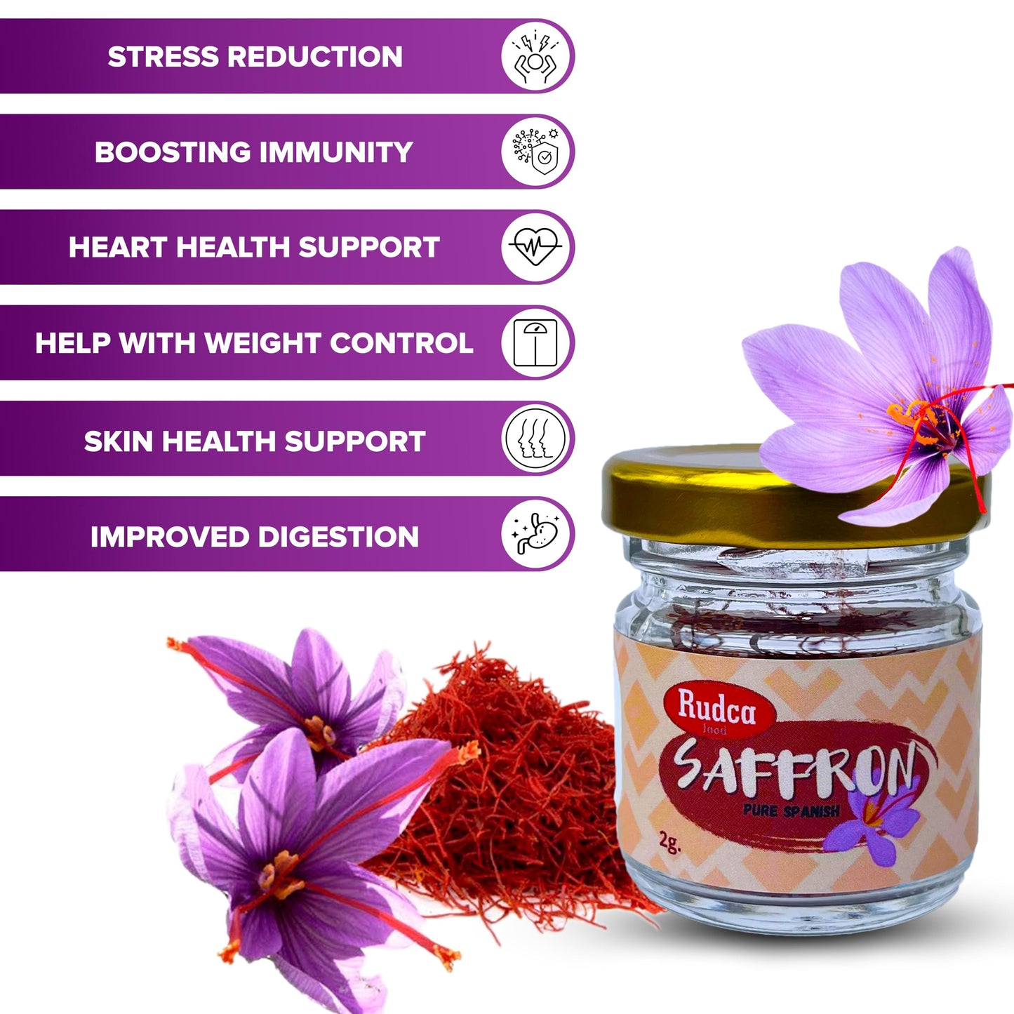 Rudca Food Spanish Saffron Premium Quality Saffron Threads from Spain 2gr