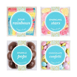 Summer Celebration Candy Cube Bundle, Pack of 4 | Sour Rainbows, Sparkling Stars, Sparkle Pops, Chocolate Confetti