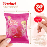 4E's Novelty 30 Packs Sour Lip Gummies, Strawberry Flavor Sour Pucker Up Gummy, Small Individually Wrapped Bulk (4 Jellies per Bag) Classroom Exchange