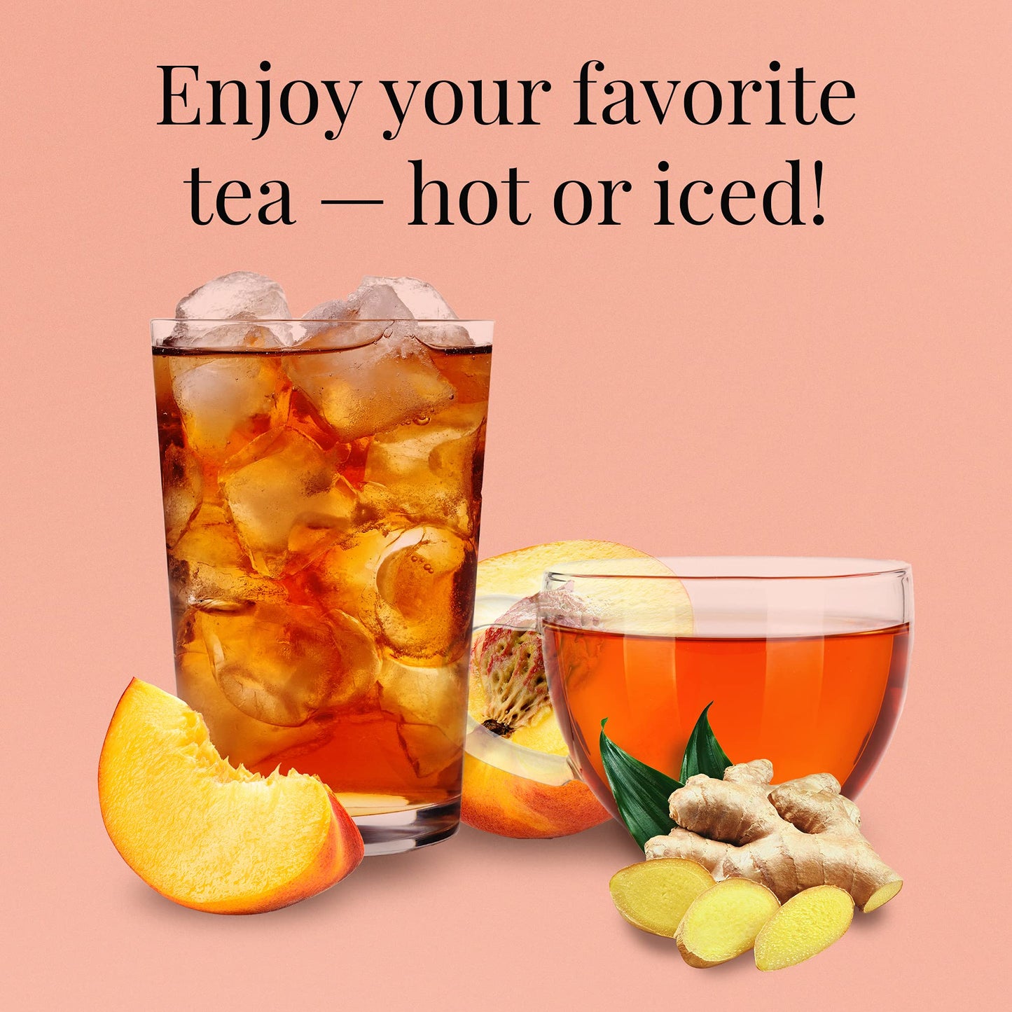 The Republic of Tea Ginger Peach Black Full-Leaf Loose Tea 1 lb Bag | Steeps 200 Cups | Caffeinated