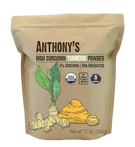 Anthony's Organic High Curcumin Turmeric Powder, 12 oz, Gluten Free, Non GMO, Non Irradiated