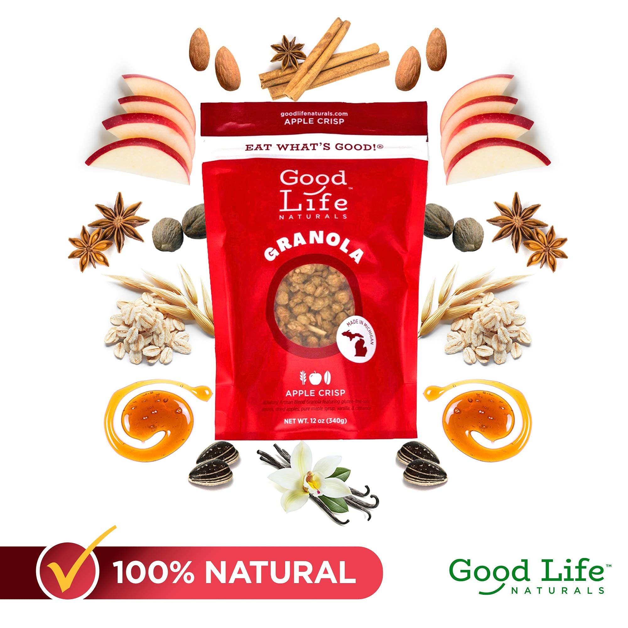 Good Life Natural’s Granola Cereal | Artisan Blended Energizing Granola Flakes | Healthy Snack | No Artificial Flavoring or Sweeteners | Non-GMO