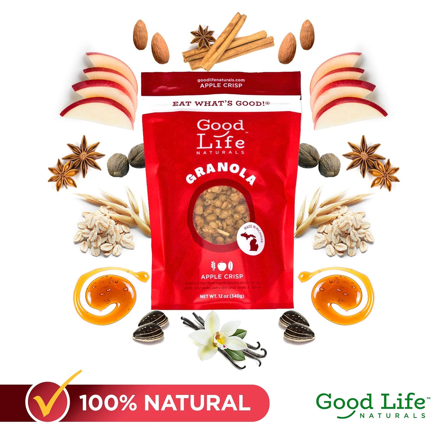 Good Life Natural’s Granola Cereal | Artisan Blended Energizing Granola Flakes | Healthy Snack | No Artificial Flavoring or Sweeteners | Non-GMO