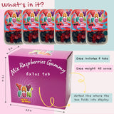Halal Mix Raspberry Gummy | 6 Pack Bundle (6x7 oz Tubs) | Soft & Chewy Red & Blue Raspberry Gummies | Resealable Tubs in Bulk with Display Box | Halal