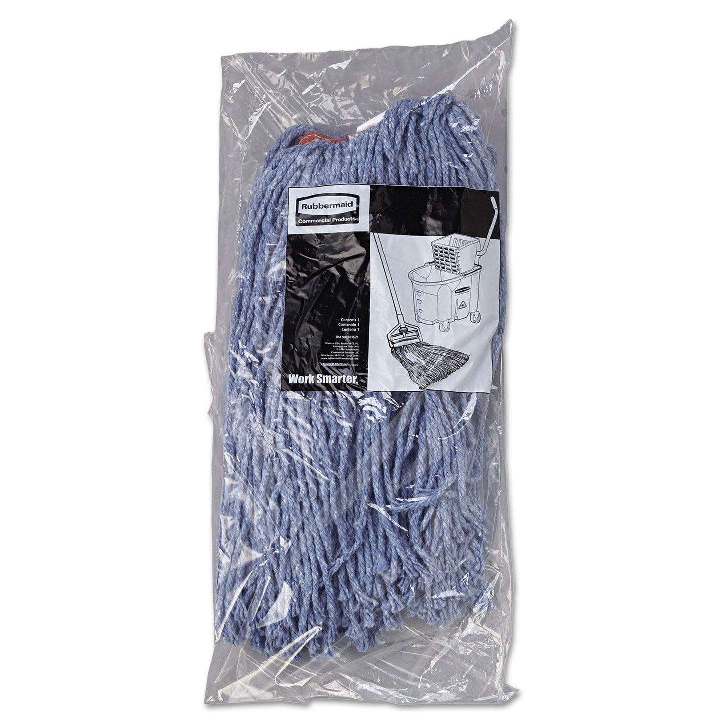 Rubbermaid Commercial F51612BLUCT Cotton/Synthetic Cut-End Blend Mop Head, 16oz, 1" Band, Blue (Case of 12)