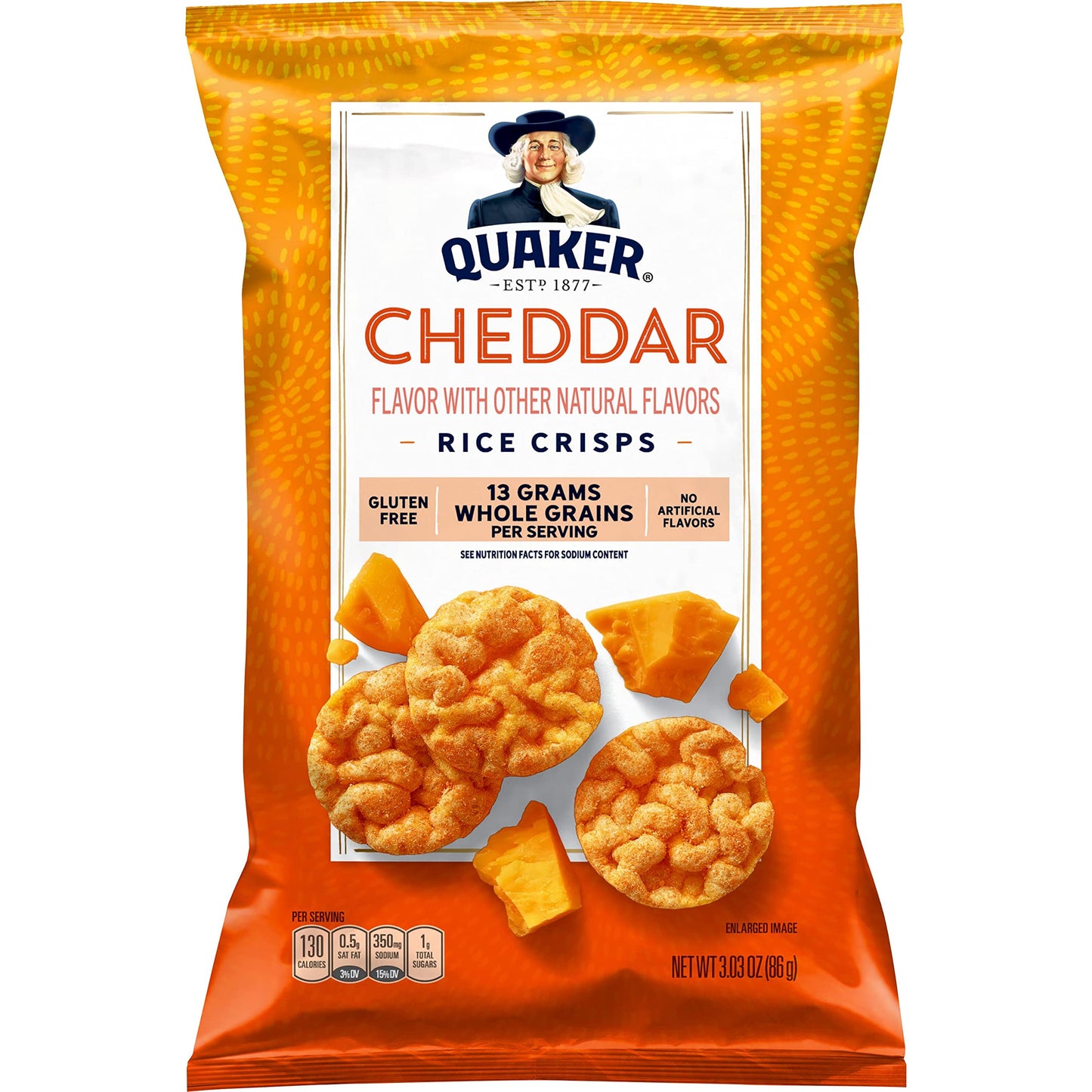 Quaker Popped Rice Cake Cheddar Cheese, 3.03 Oz