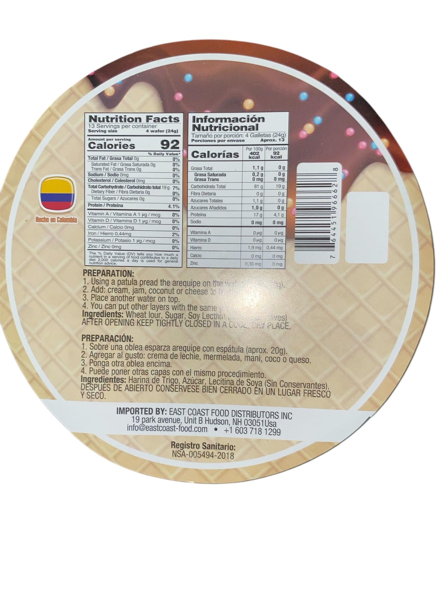 Obleas Gusto Latino (flour wafers) paquete de 50 unidades 10.3 Oz 300g producto tradicional importada de colombia obleas mas gruesas