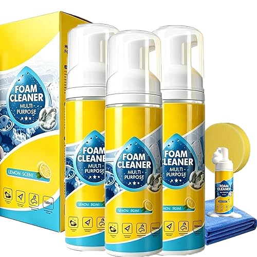 Benicabaly 4-in-1 Multi Enzyme Foam Cleaner Lemon Scent, No Rinse All Purpose Stain Remover, Car Interior Cleaner for Seat Upholstery Sofa Kitchen