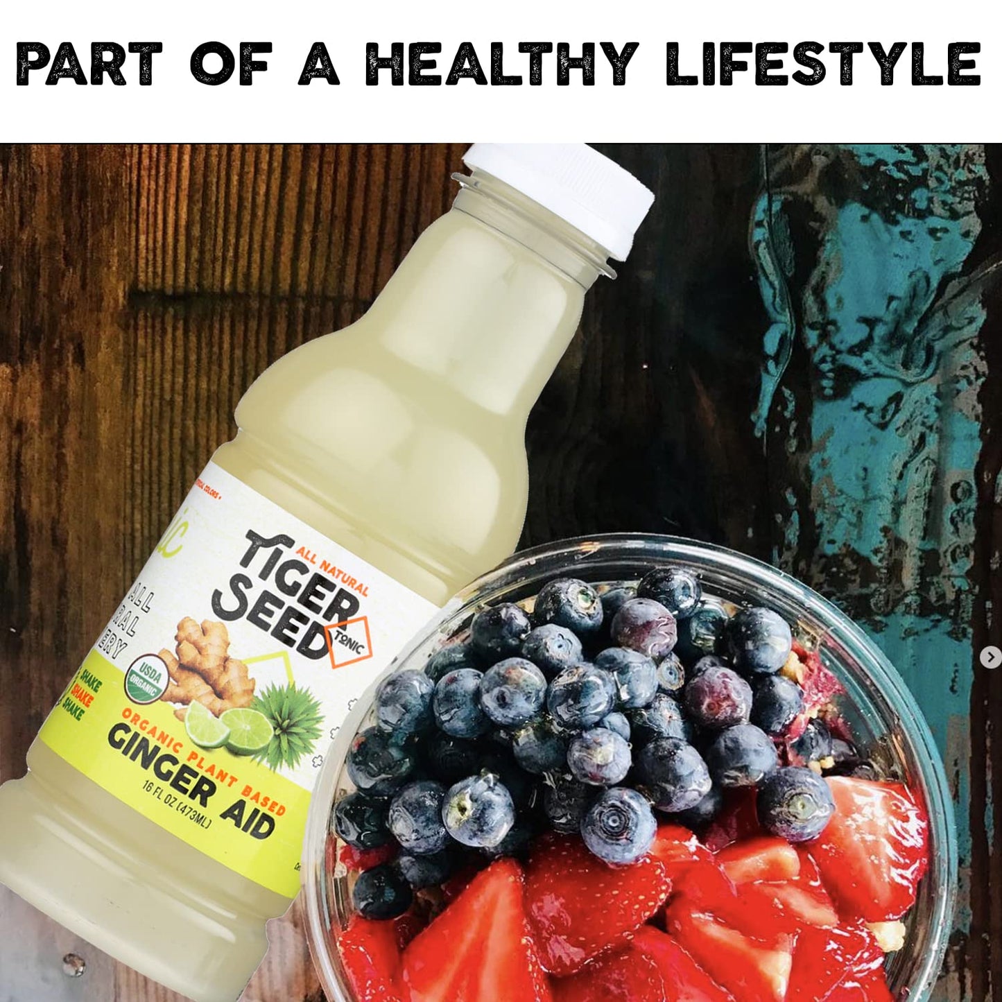 Ginger Aid - Tiger Seed - Plant Based Immunity and Recovery Support - 16 FL OZ Bottles (Pack of 9) Ginger, Lime Juice and Agave -Organic, Vegan