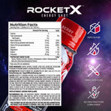 RocketX Energy Shot, Zero Calorie and Zero Sugar Energy Drink, with Natural Caffeine and B-Vitamins, Midnight Berry Flavor, 3 fl oz, Pack of 12