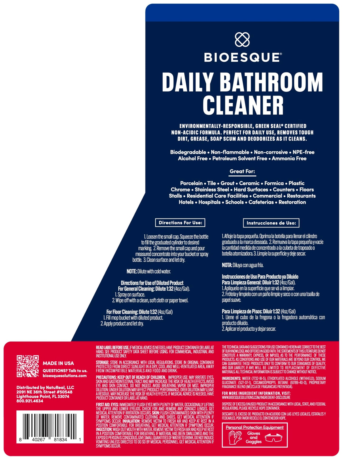 Bioesque Bathroom Cleaner Concentrate, 64 Fluid Ounce (Pack of 1)