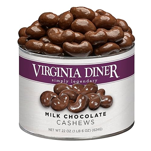 Virginia Diner Gourmet Chocolate Cashews (22 Ounce) Virginia Food Gift Blister Roasting Process, Non-GMO Oil Used, Unique Delightful Crunch, Milk