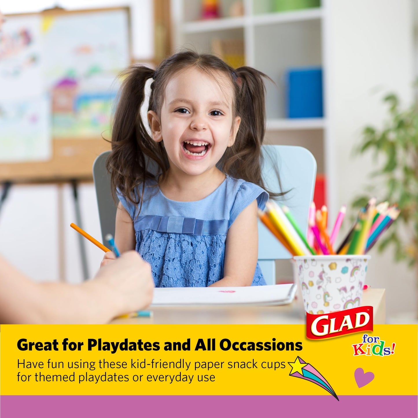 Glad for Kids Unicorns Paper Snack Bowls, Disposable Paper Bowls for Kids Snacks and Parties, Sturdy Microwave Safe Bowls for Everyday Use and Easy