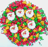 1 Bottle Christmas Sprinkles | Cake Cupcakes and Ice Cream Topper Decorations | Edible Holiday Sprinkles 3.5 OZ(6 Santa Tree Bell Mixing)