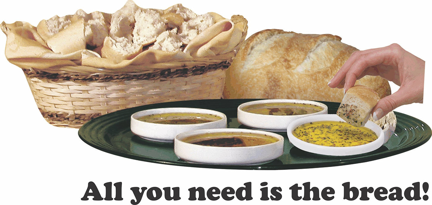 Dean Jacob's 9 pc. Collection with 4 Bread Dipping Tins, Saucers & Cold Pressed Olive Oil