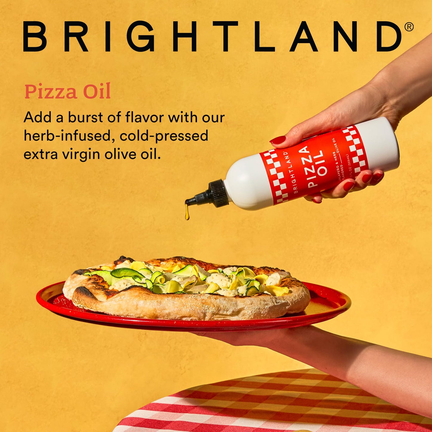 Brightland Pizza Oil with Extra Virgin Infused Olive Oil - Herbaceous Oil for Dipping & Dressing - Premium Jalapeño & Herb Flavor Cold-Pressed Oil