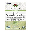 NOW Foods, Certified Organic Green Tranquility™ Tea, Decaf Green with Lemon Myrtle, Non-GMO, Premium Unbleached Tea Bags with No-Staples Design