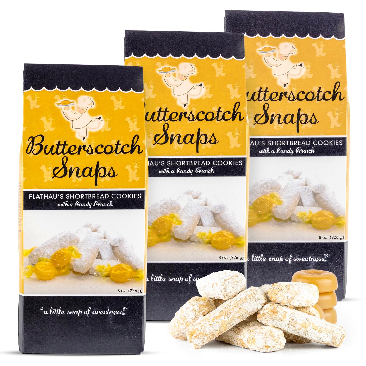 Flathau’s Fine Foods, Gourmet Shortbread Cookies, Handcrafted All Natural Artisan Bites, Southern-Baked Sweet Snaps with a Buttery Finish (Pack of 3