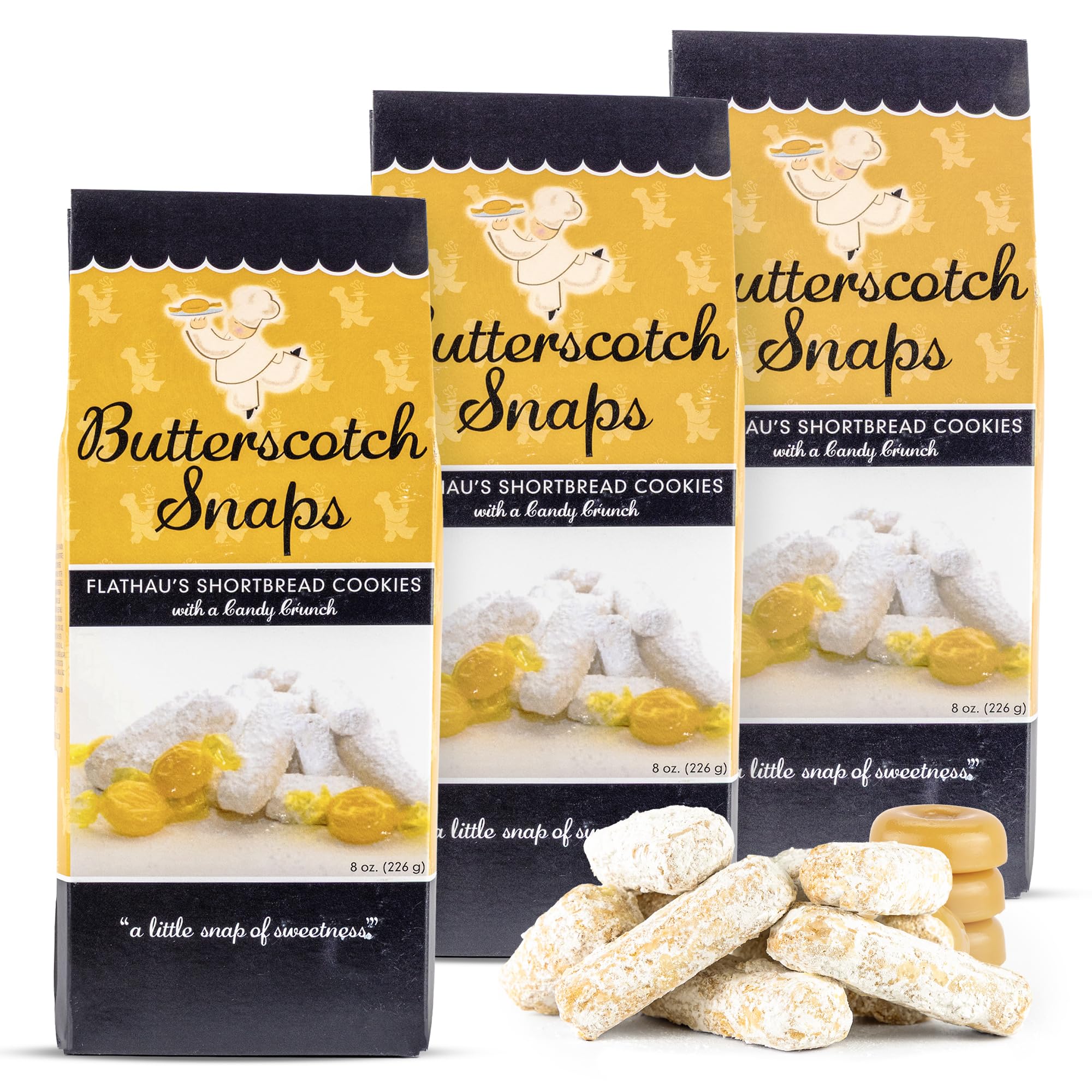 Flathau’s Fine Foods, Gourmet Shortbread Cookies, Handcrafted All Natural Artisan Bites, Southern-Baked Sweet Snaps with a Buttery Finish (Pack of 3