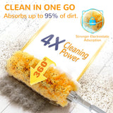6 ft Heavy Duty Extendable Duster Handle with 50 Refills for Swiffer Duster, 360° Multi-Surface Dusters with 4X Cleaning Power for Home, Ceiling Fans