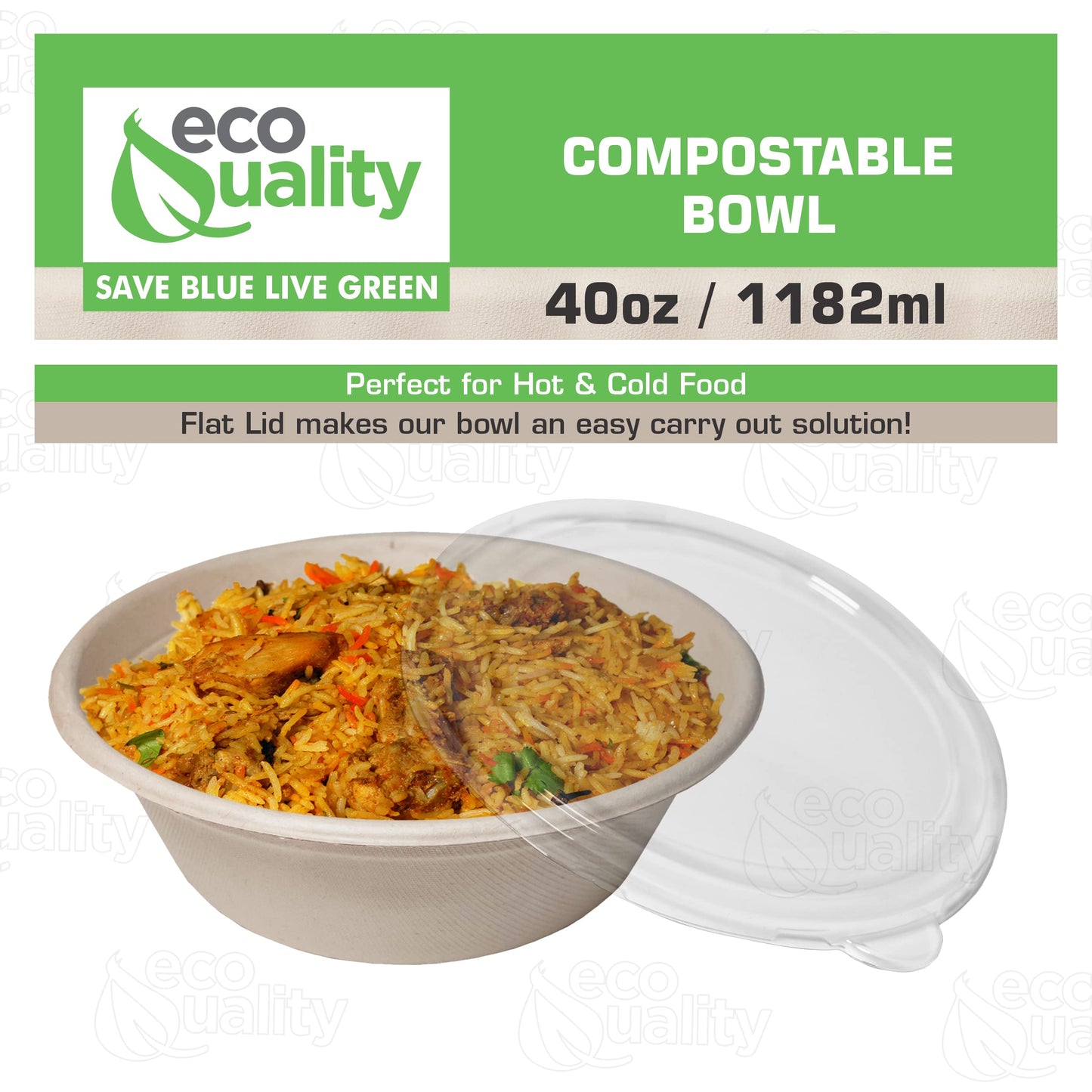 [25 Pack] 40 oz Round Disposable Compostable Paper Bowls with Lids Heavy-Duty, Eco-Friendly Natural Bagasse Unbleached, Heat Resistant, 100%