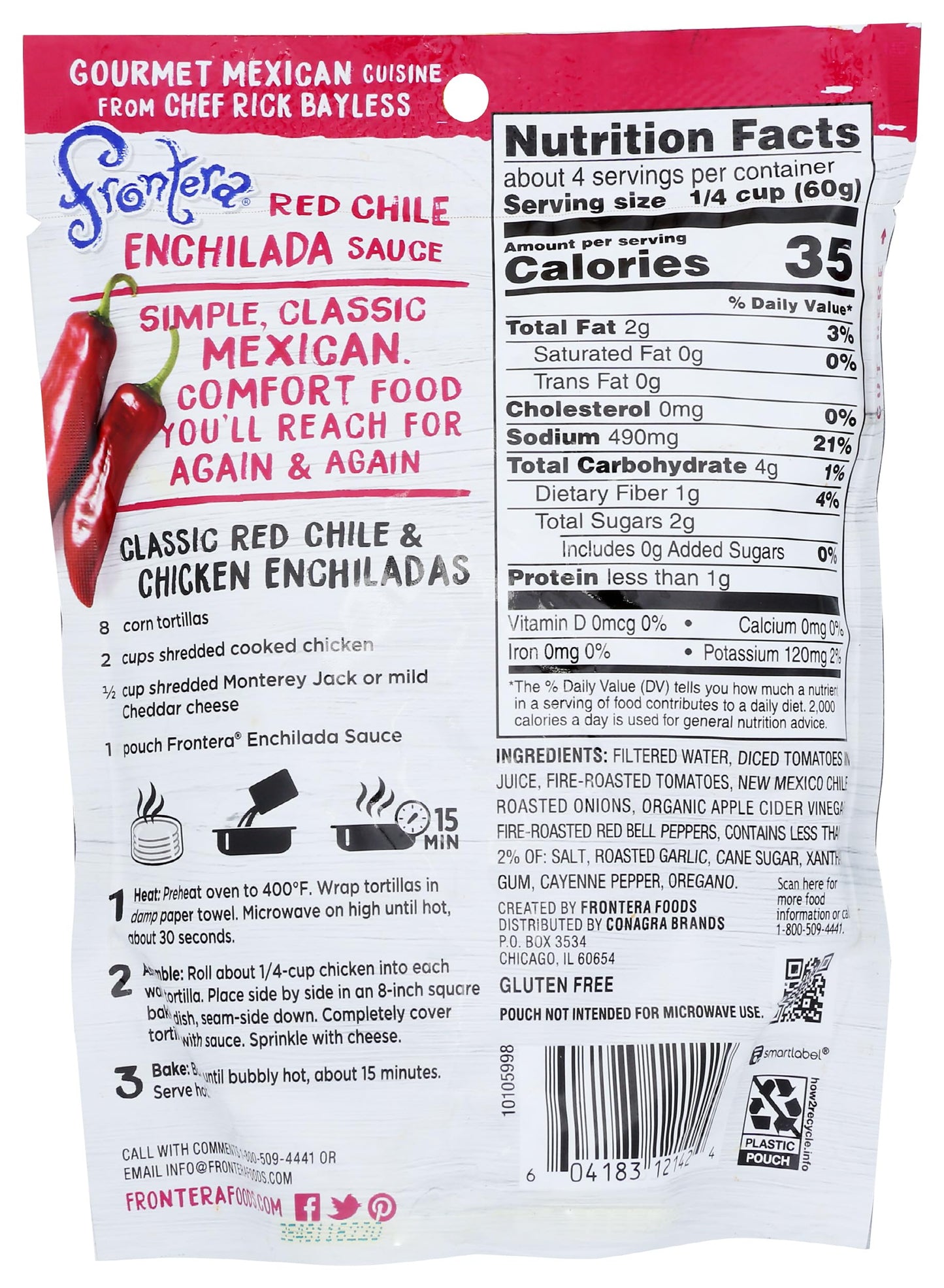 Frontera Red Chile Mild Enchilada Sauce with Roasted Tomato and Garlic, 8 oz.