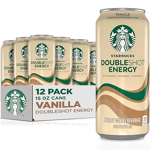 Starbucks Doubleshot Energy Drink Coffee Beverage, Vanilla, Iced Coffee, 15 fl oz Cans (12 Pack)