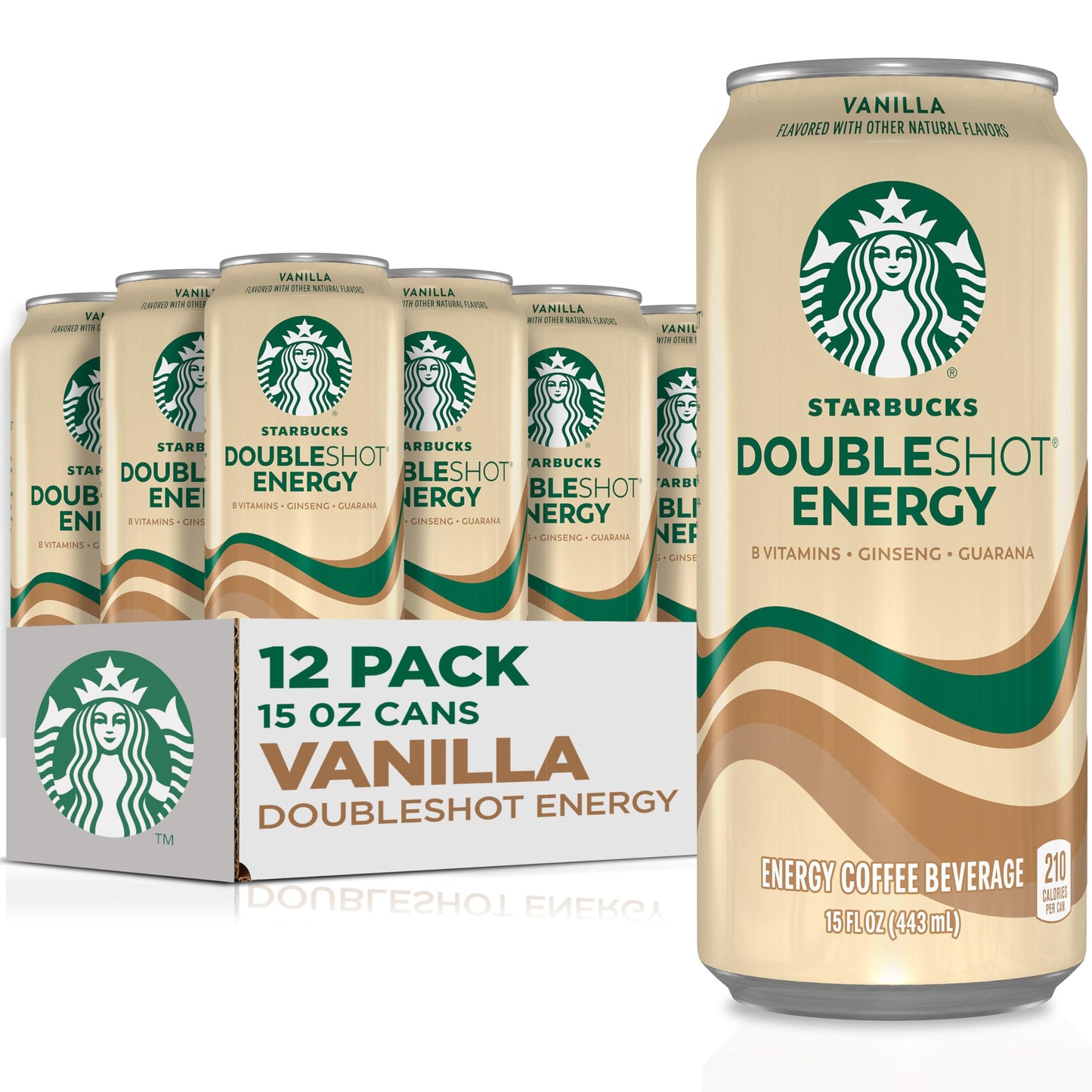 Starbucks Doubleshot Energy Drink Coffee Beverage, Vanilla, Iced Coffee, 15 fl oz Cans (12 Pack)