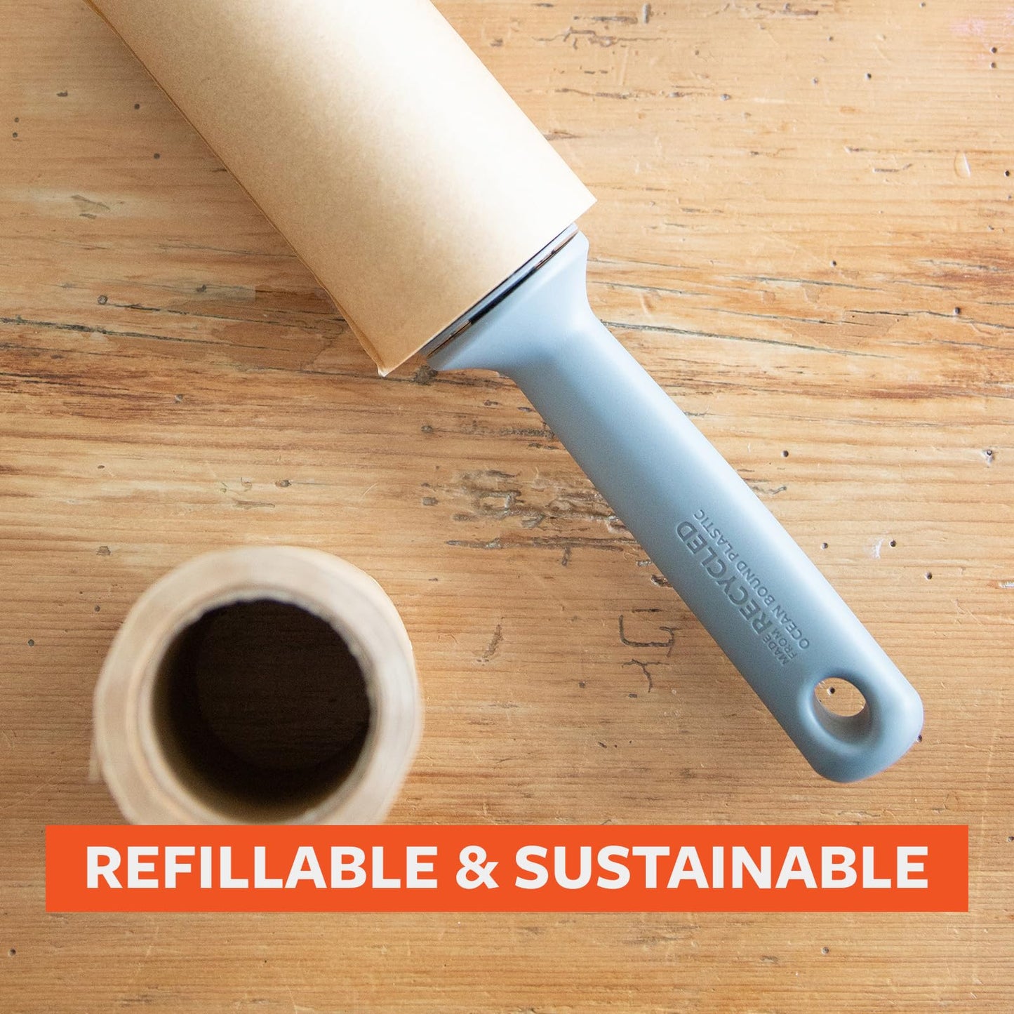 Full Circle Clean Ocean Lint Roller - Refillable & Reusable - Unbleached Sticky Paper - 100 sheets