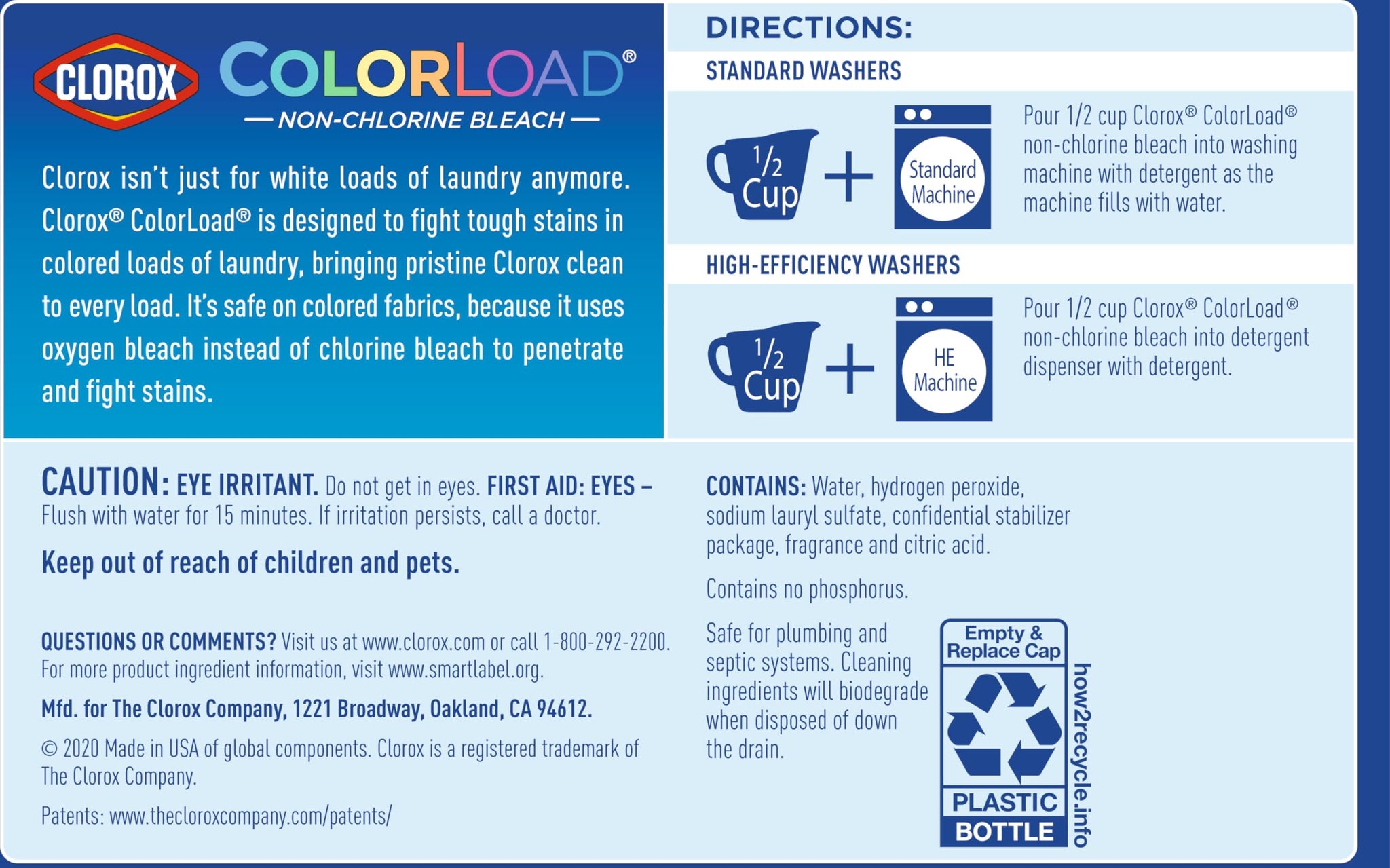 Clorox ColorLoad Non-Chlorine Bleach, 116 Ounce Bottle