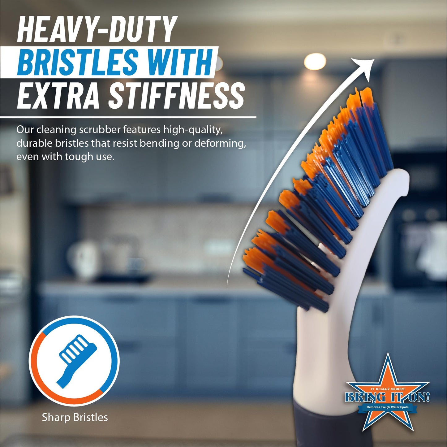 Bring It On Grout Cleaning Brush 6-Pack- Crevice Cleaning Brush with Stiff Nylon Bristles - 8-inch Heavy-Duty Grout and Tile Cleaner Brush - Scrubbing