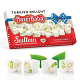 HazerBaba Coconut Dusted Turkish Delight Candy with Nuts, 16oz (Pack of 1)