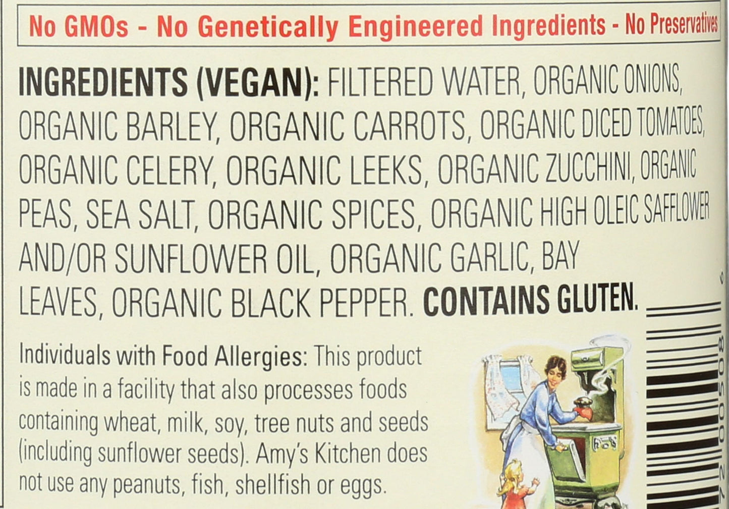 Amy's Organic Soups, Low Fat Vegetable Barley, 14.1 Ounce