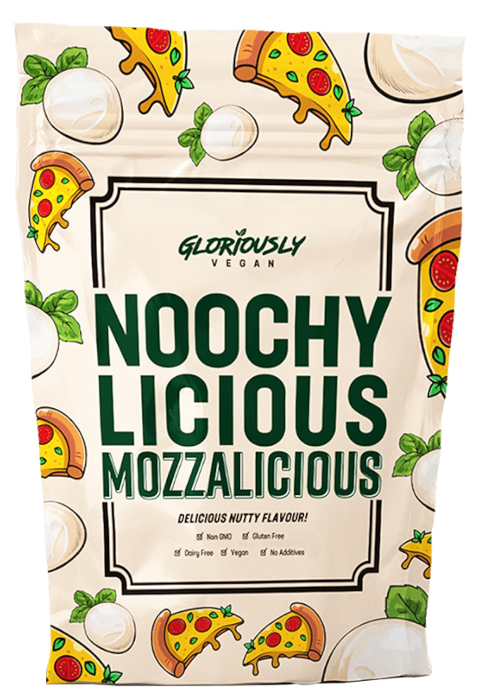 Gloriously Vegan NoochyLicious MozzaLicious - Delicious Vegan Flavoured - Enjoy Authentic Mozzarella Flavor in Vegan Cheese - Free Recipes Included