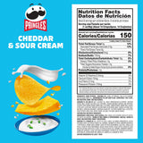 Pringles Potato Crisps Chips, Lunch Snacks, On-The-Go Snacks, Cheddar and Sour Cream, 5.5oz Can (One Can)