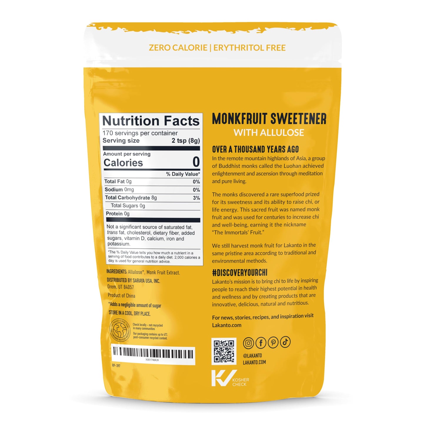 Lakanto Golden Monk Fruit Sweetener With Allulose, Raw Cane Sugar Substitute From Monk Fruit Extract, Raw Sugar Replacement for Baking, Coffee & Tea, Gluten Free, Low Carb, Non GMO, Keto, 3 LB Bag