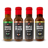 PS Seasoning Chicken Wing Sauce 4 Pack - Chicken Wing Sauces Variety Pack - Includes Candied Jalapeno, Pineapple Sriracha, Maple Bourbon, Hot Honey