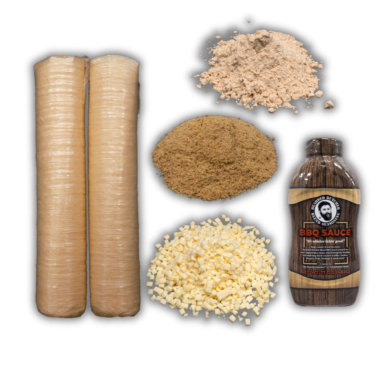 Bearded Butchers Hickory BBQ Bratwurst DIY Kit - Make Smoky & Flavorful Homemade Brats - Includes Our Classic Bratwurst Seasoning, Mozzarella Cheese
