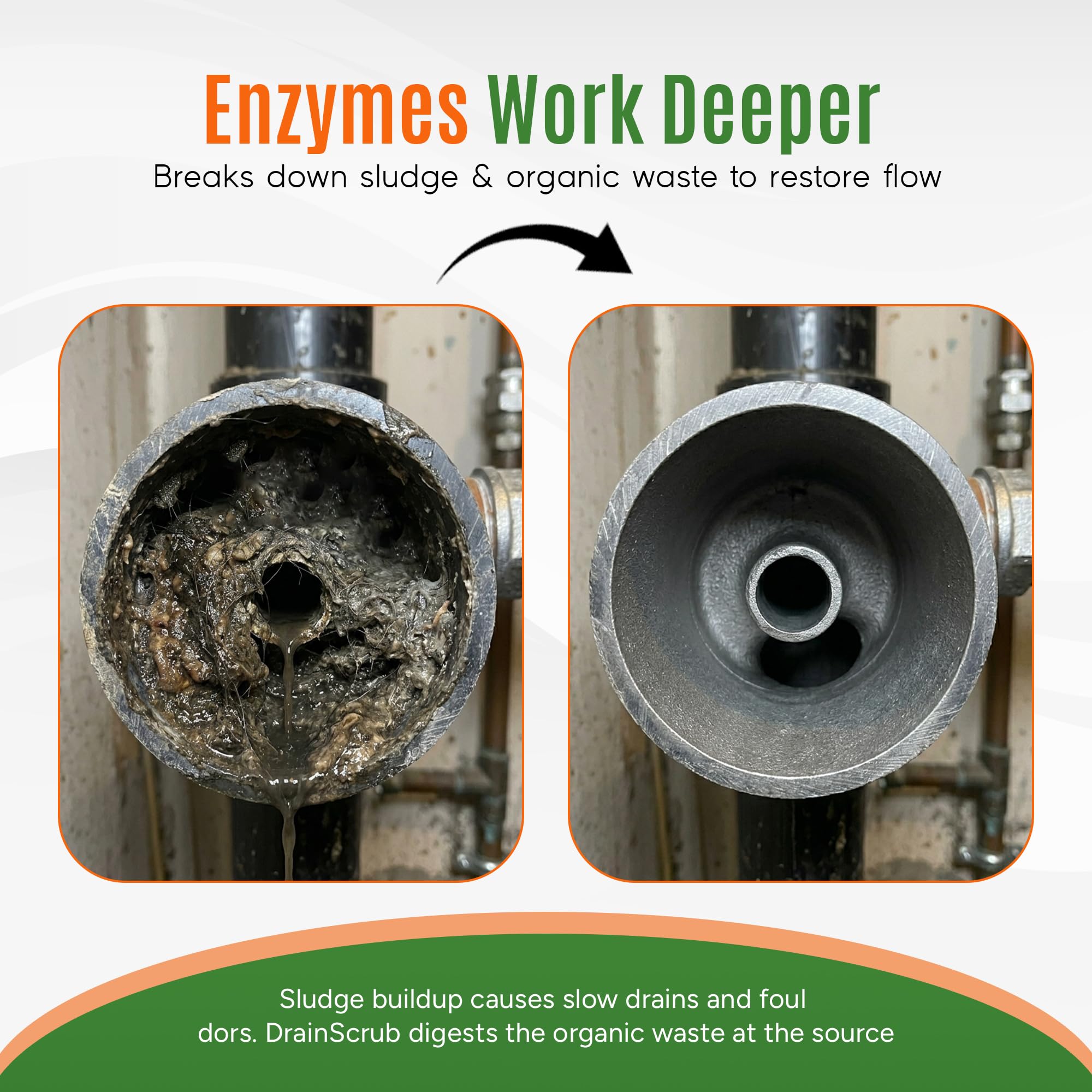 DrainScrub Powder Enzyme Drain Cleaner and Septic Treatment Environmentally Friendly Bacteria Unclog and Deodorize Pipes (2 lbs)
