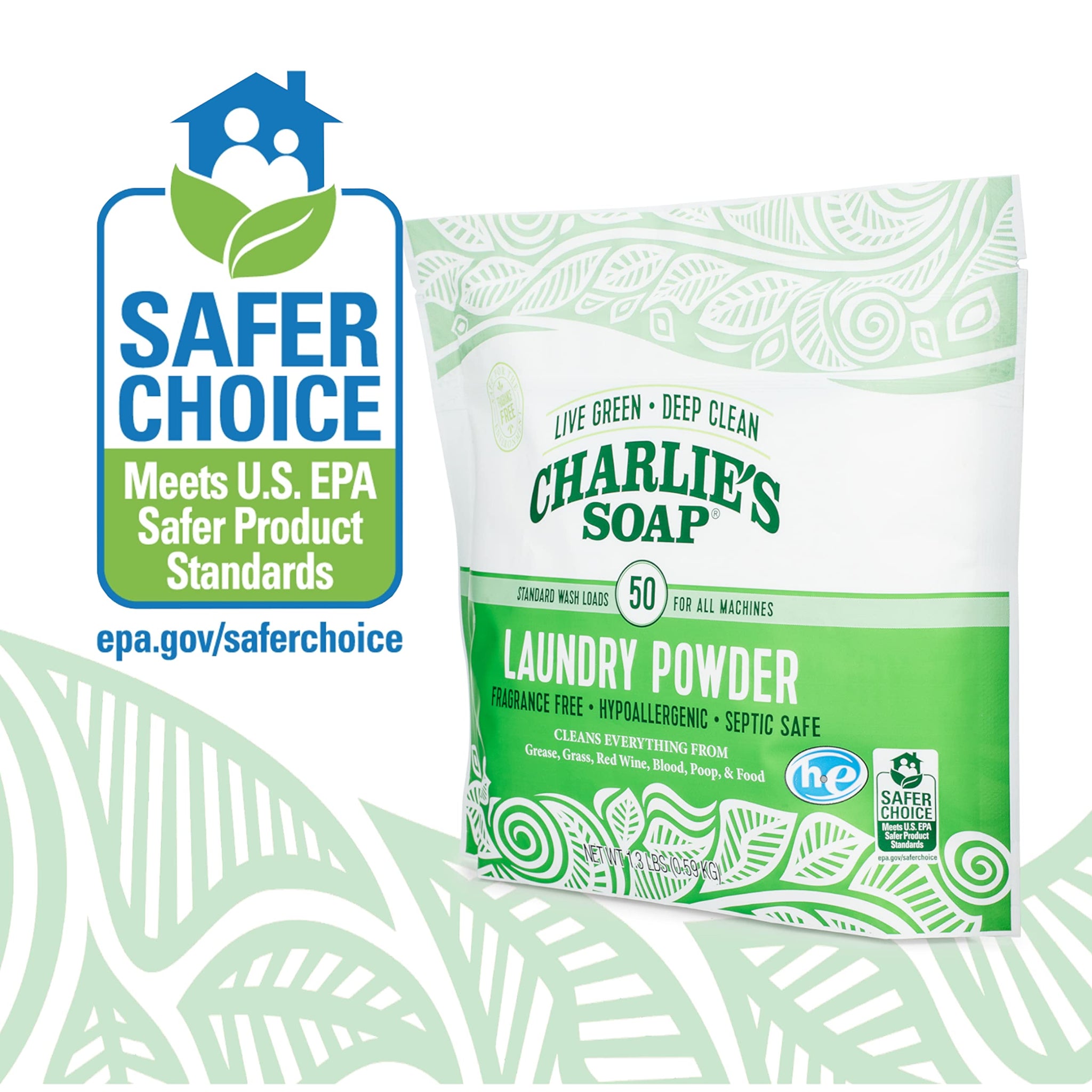 Charlie’s Soap Laundry Powder (50 Loads, 3 Pack) Hypoallergenic Deep Cleaning Washing Powder Detergent - Eco-Friendly, Safe, and Effective