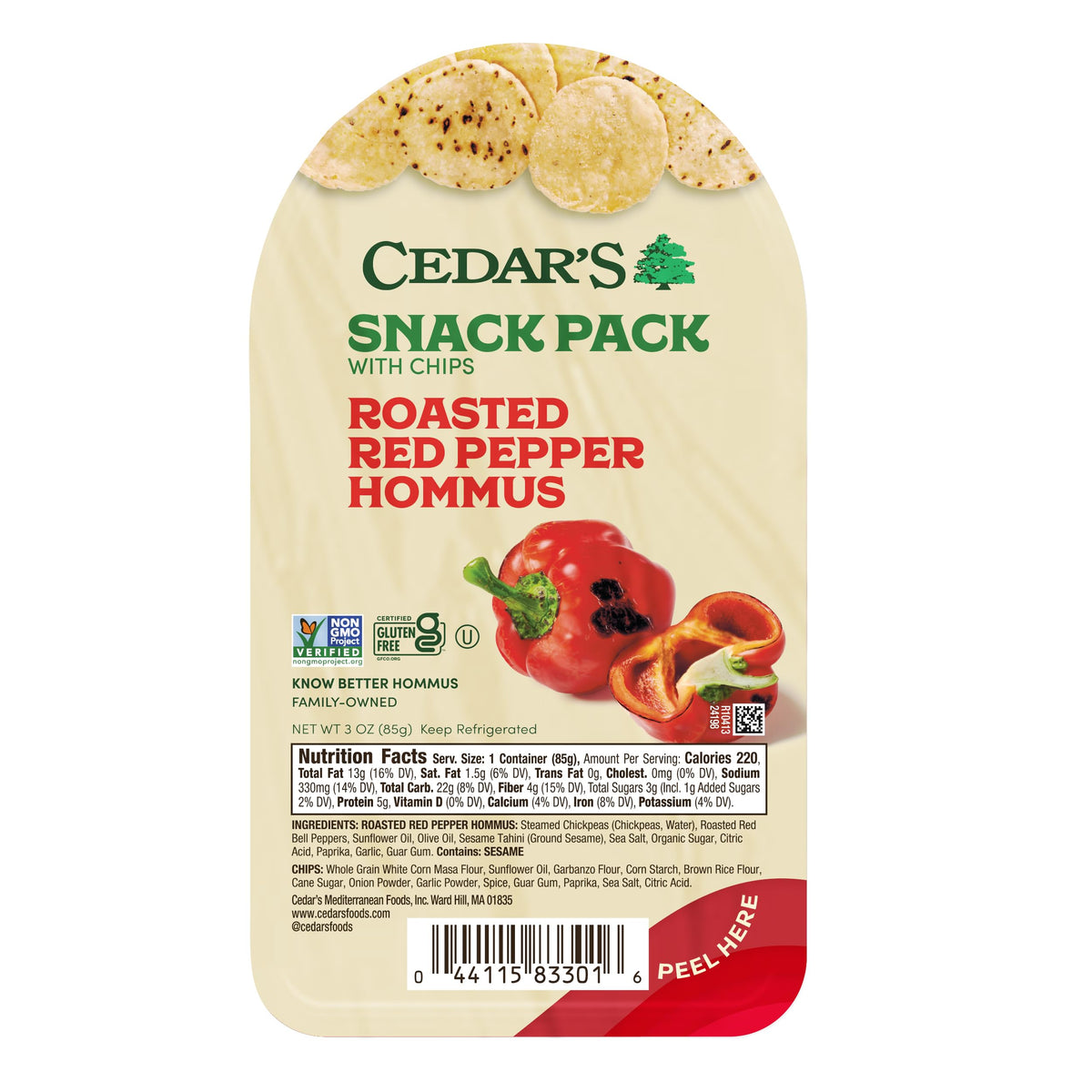 Cedar's Roasted Red Pepper Hummus with Chips Snack Pack