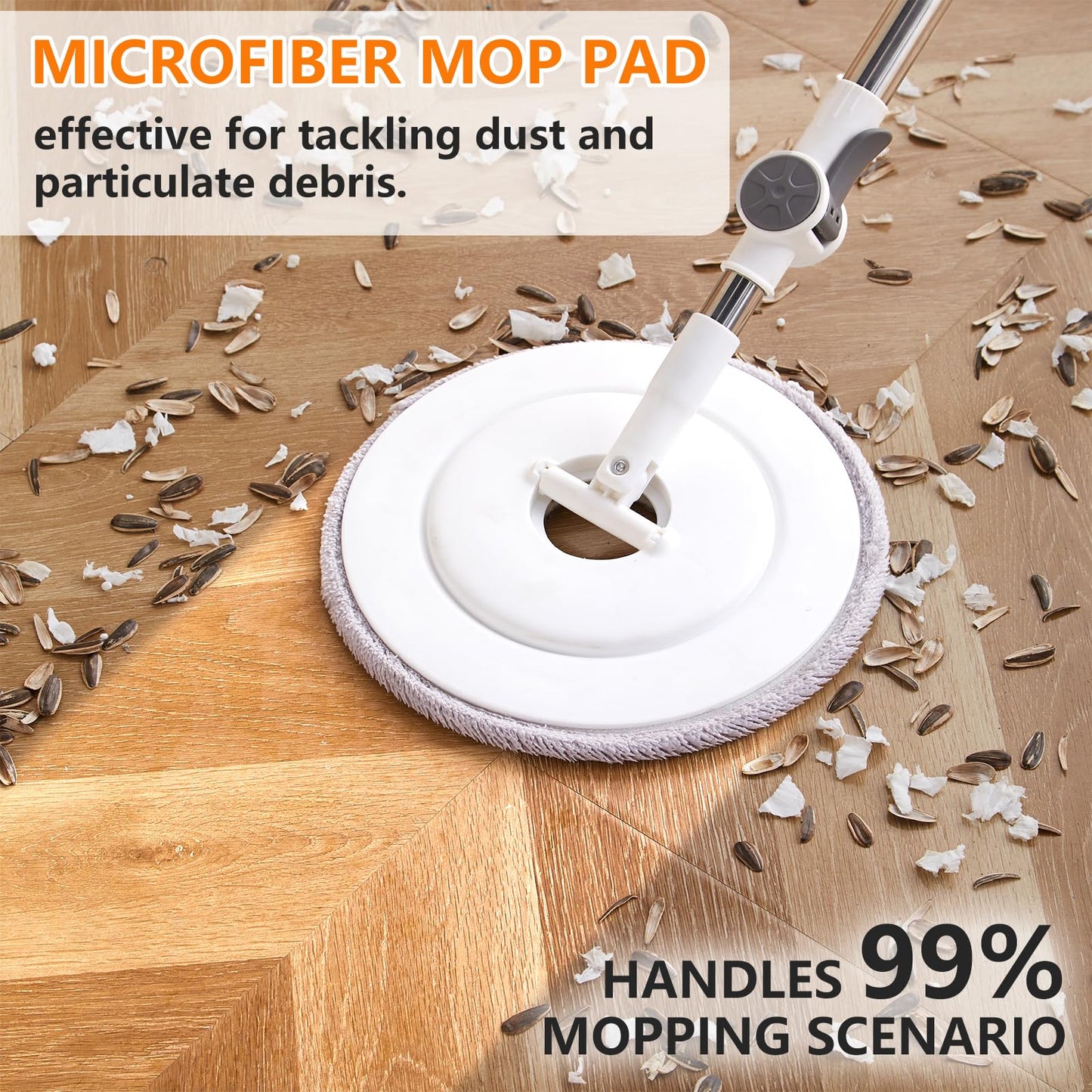Spin Mop and Bucket Set ?2 Replaceable Microfiber Mop Pads?1 Magic Sponge Eraser pad for Deep-Cleaning Mops for Floors (Mop Set, 10" Mop-Head)